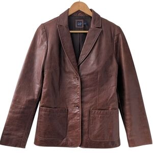 Vintage GAP Leather Cognac Brown Blazer Jacket